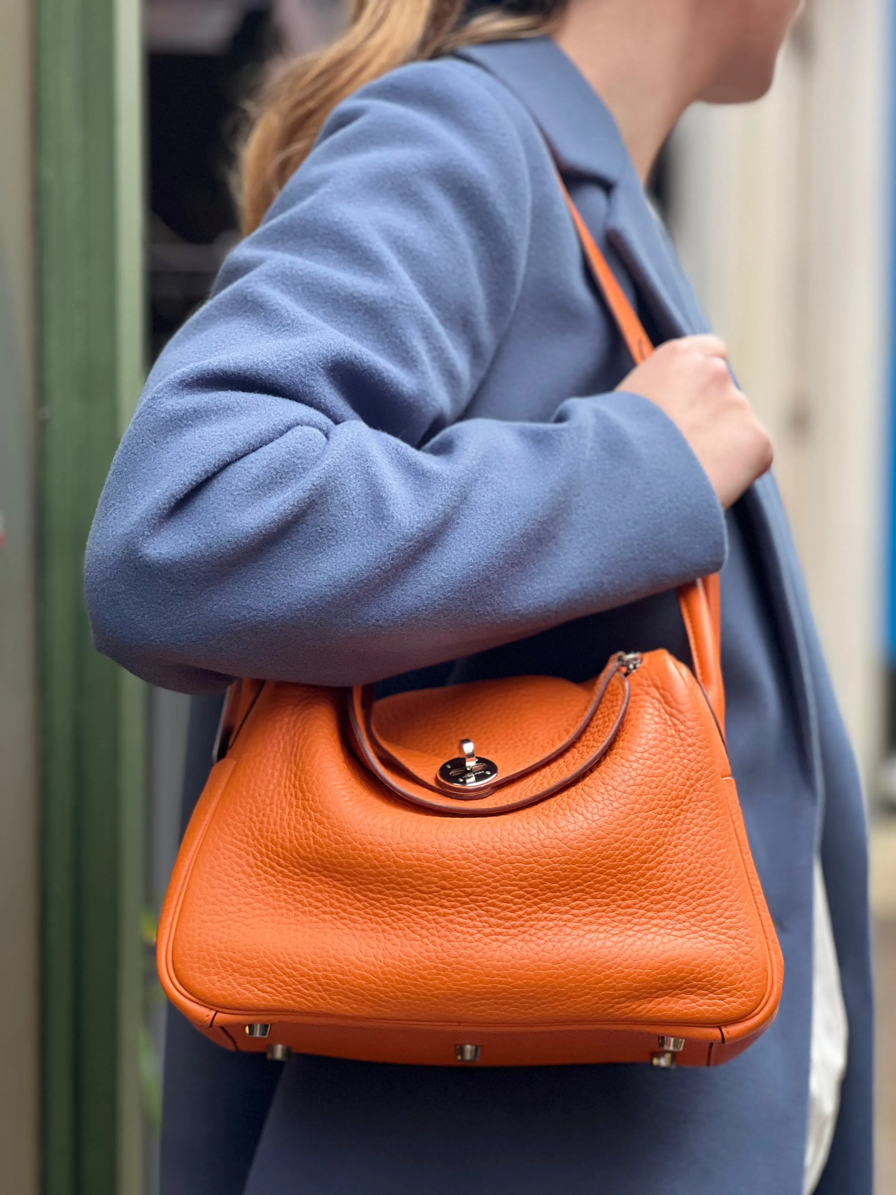 Hermès Orange Togo Leather Lindy 26