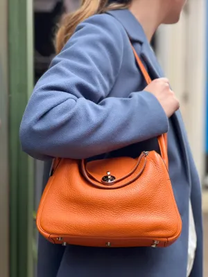 Hermès Orange Togo Leather Lindy 26