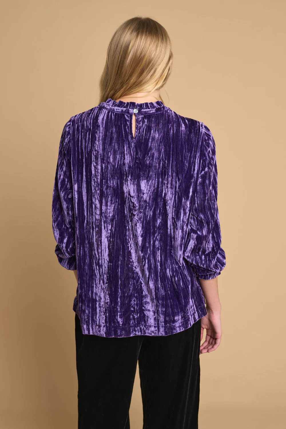 High Neck Velvet Top - Grape