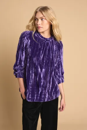 High Neck Velvet Top - Grape
