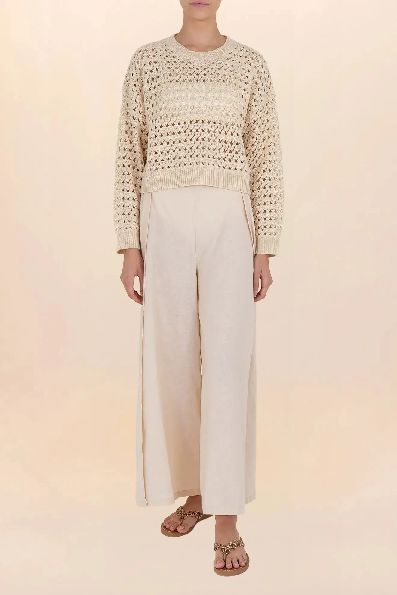 Ivory Pearl Crop Sweater | Light Texture and Timeless Elegance | Zingara 