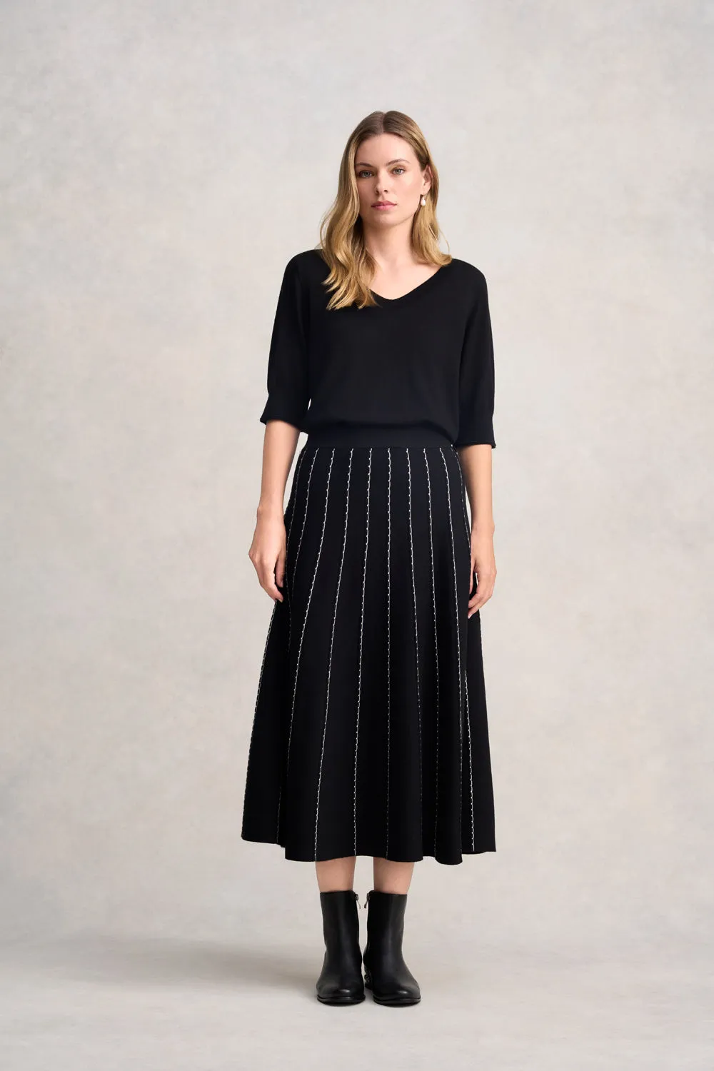 Knit Midi Skirt - Black