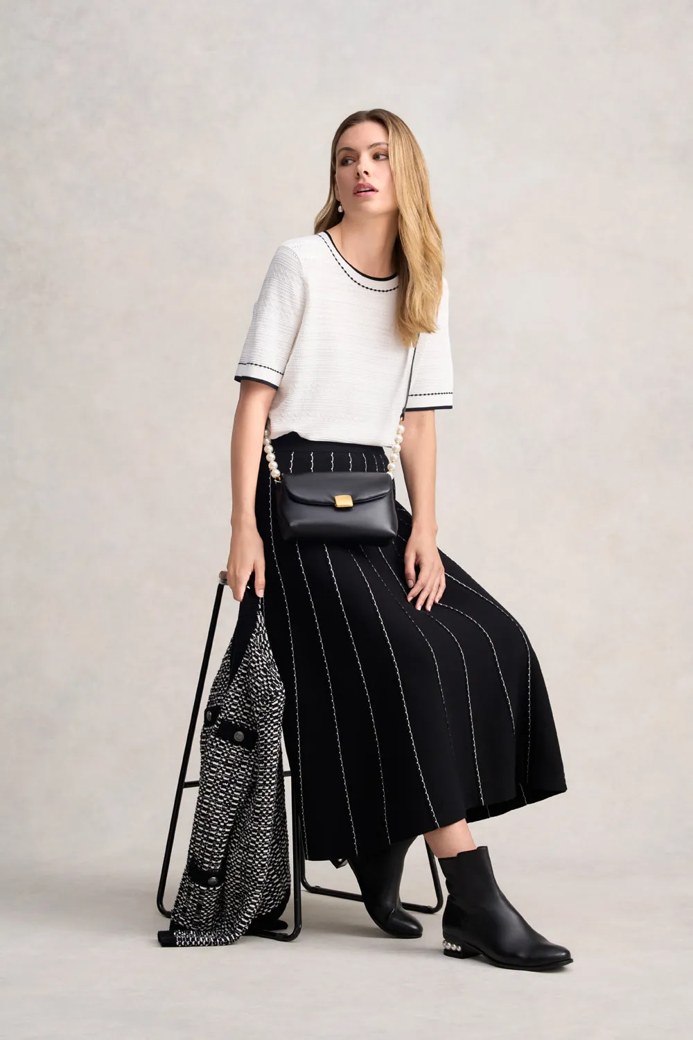 Knit Midi Skirt - Black