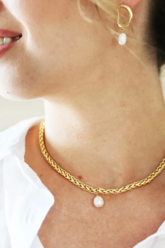 L.A. Plaited Rope Chain with Freshwater Pearl