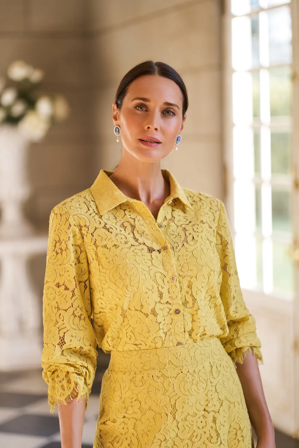 Lace Shirt - Bright Chartreuse