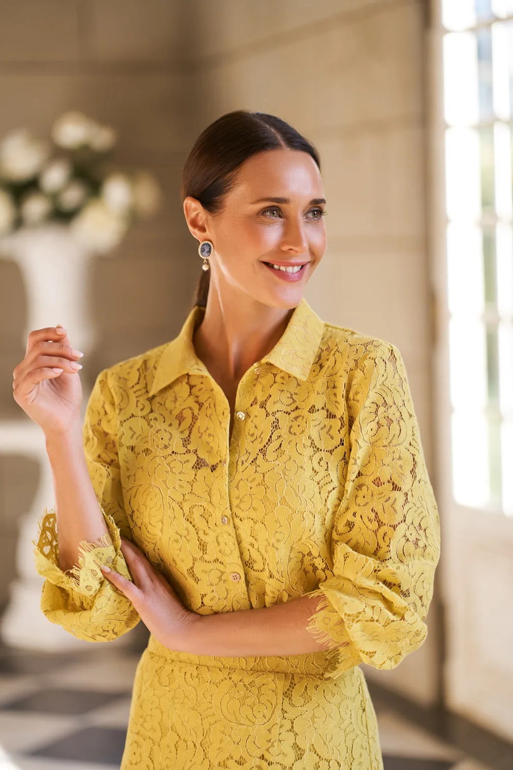 Lace Shirt - Bright Chartreuse