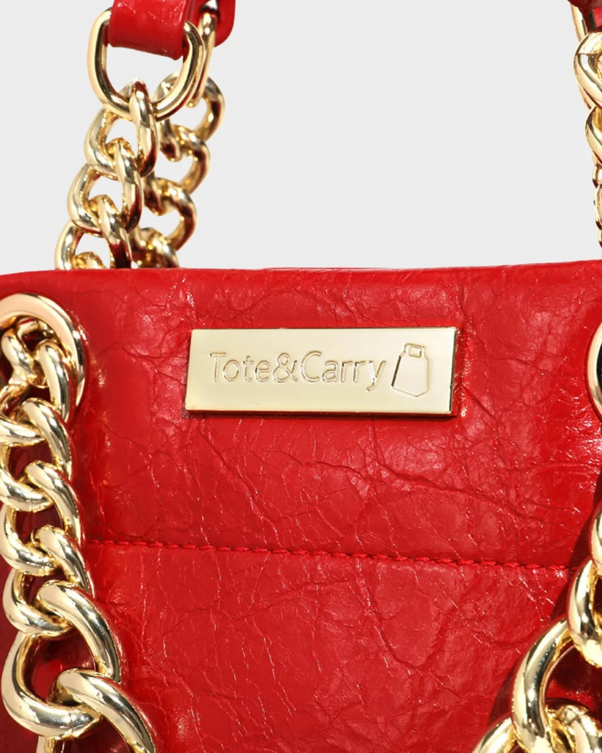 Leather Mini Tote Bag in Red