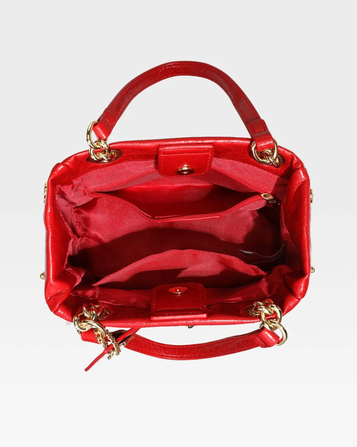 Leather Mini Tote Bag in Red