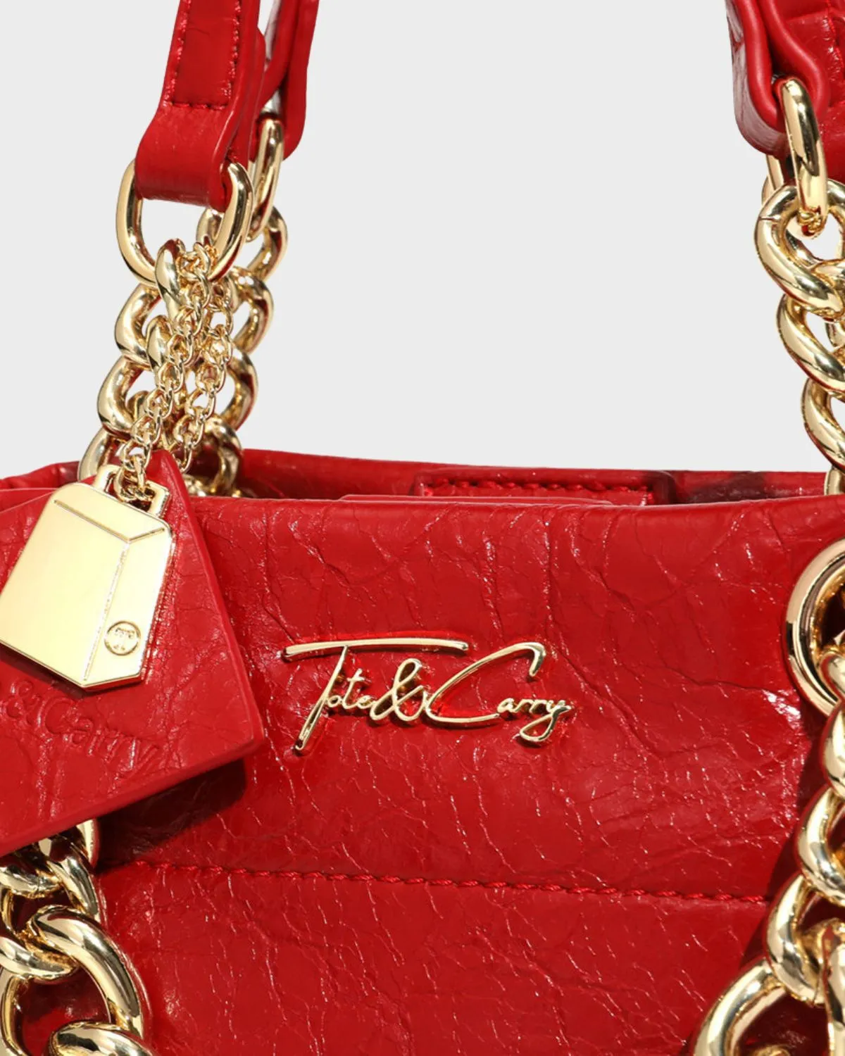 Leather Mini Tote Bag in Red