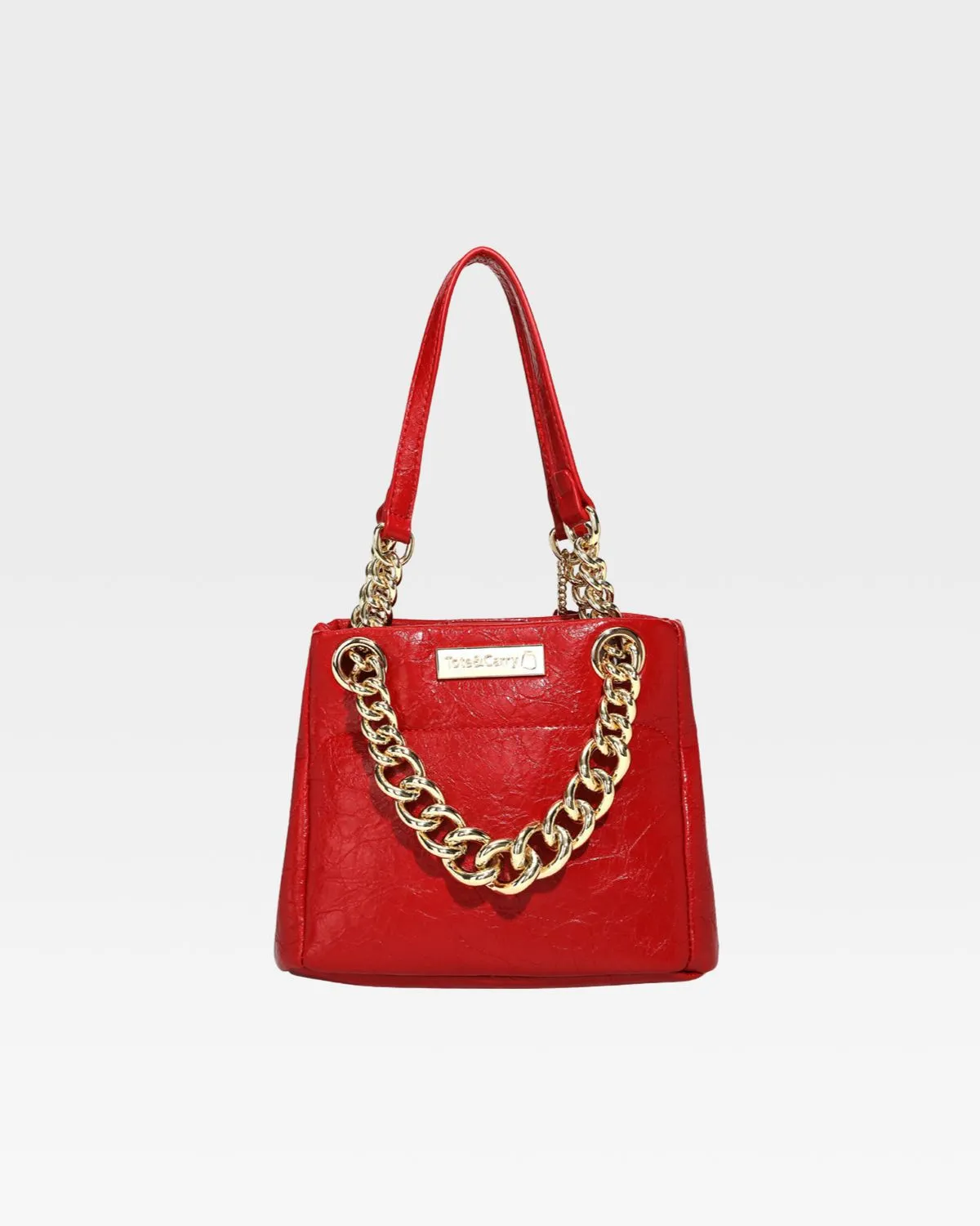 Leather Mini Tote Bag in Red