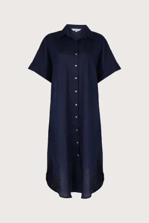 Long Linen Shirt Blue