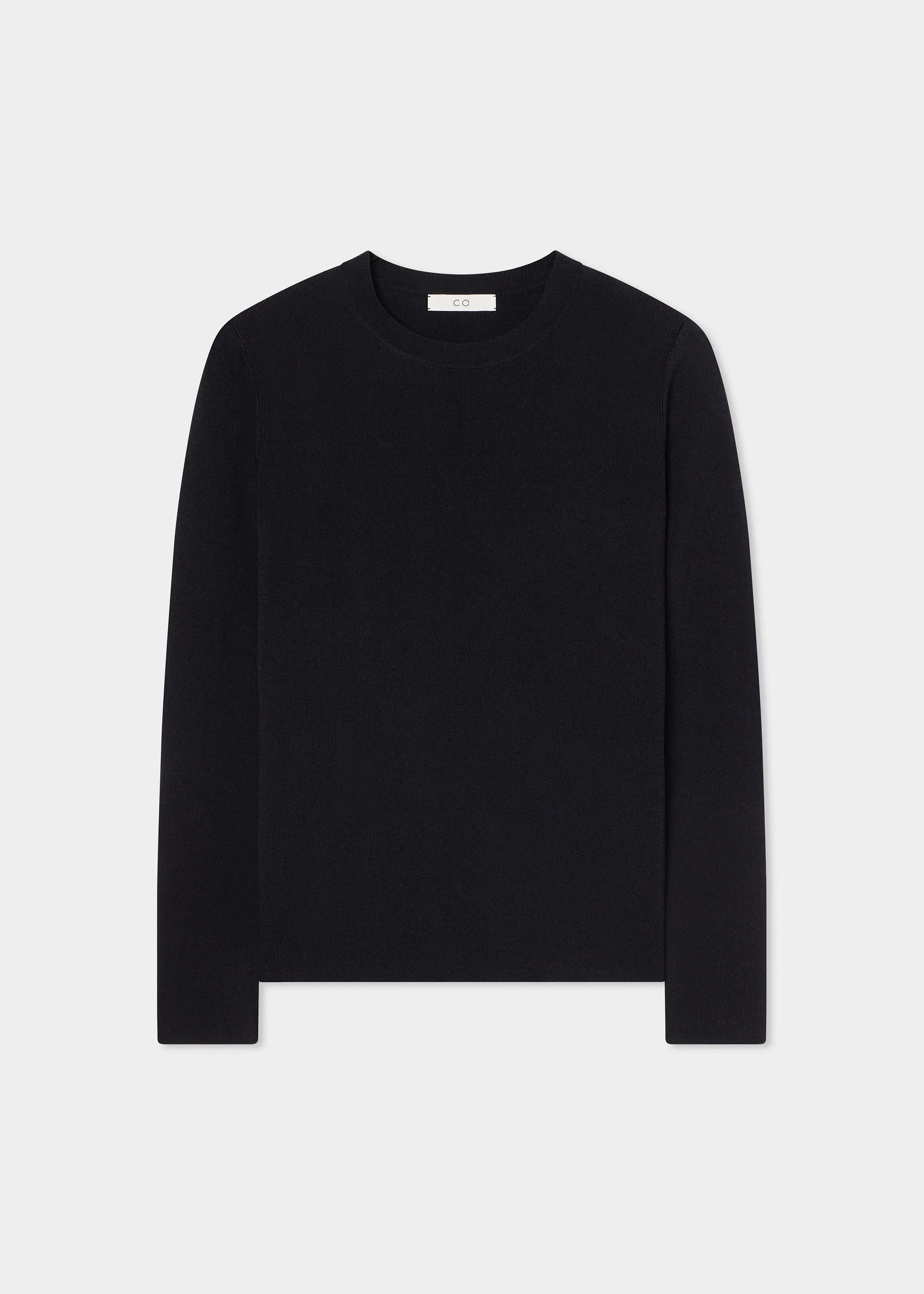 Long Sleeve Crew in Fine Cashmere - Black