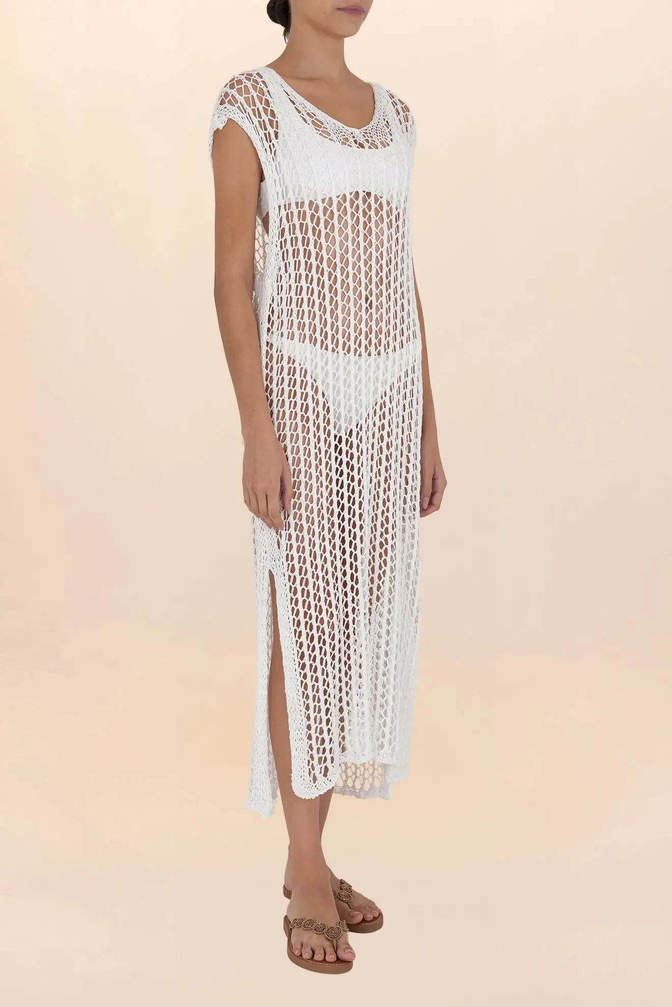 Long white crochet dress | Timeless Essentials Zingara