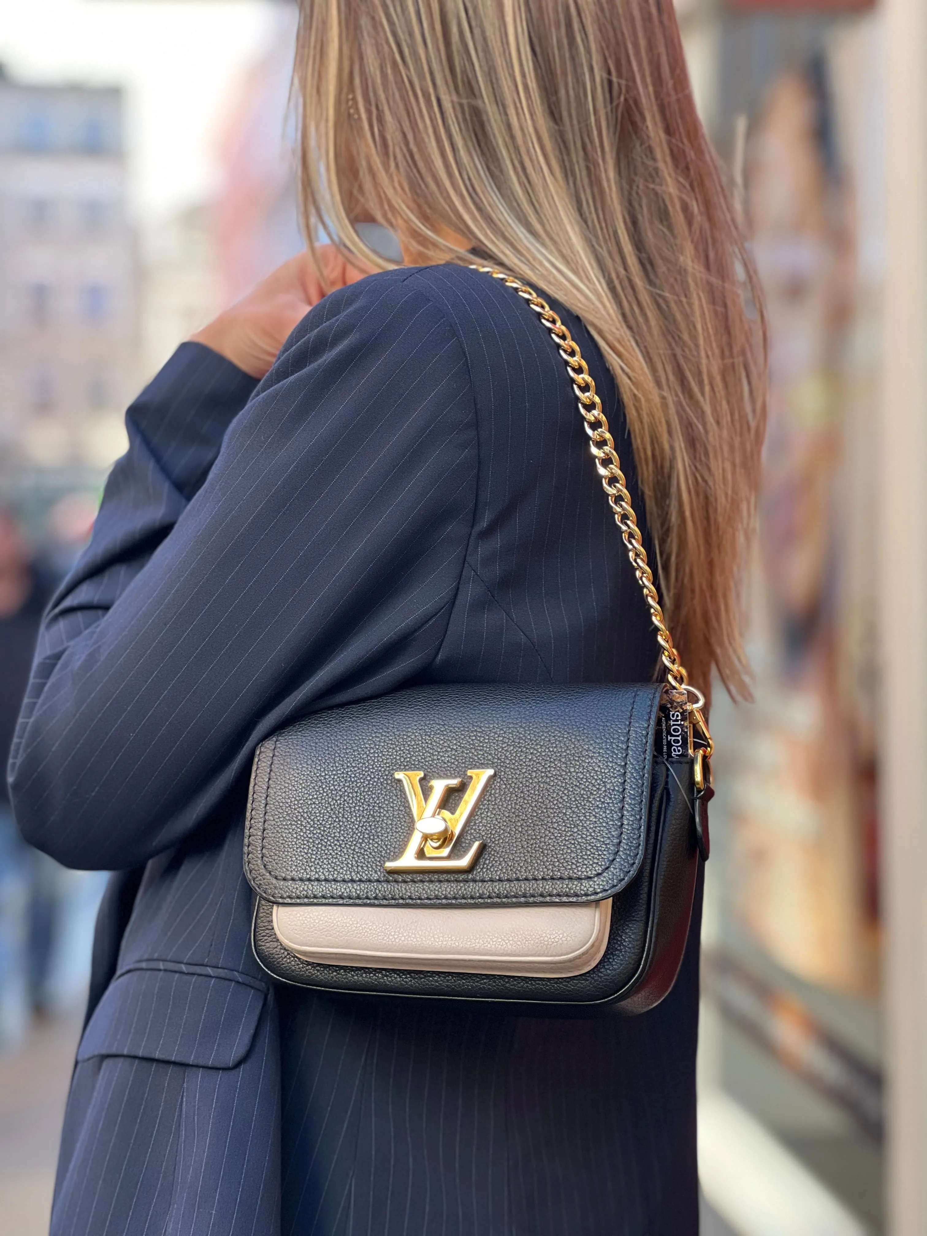 Louis Vuitton Black & Cream Empriente Leather Lockme Tender Crossbody