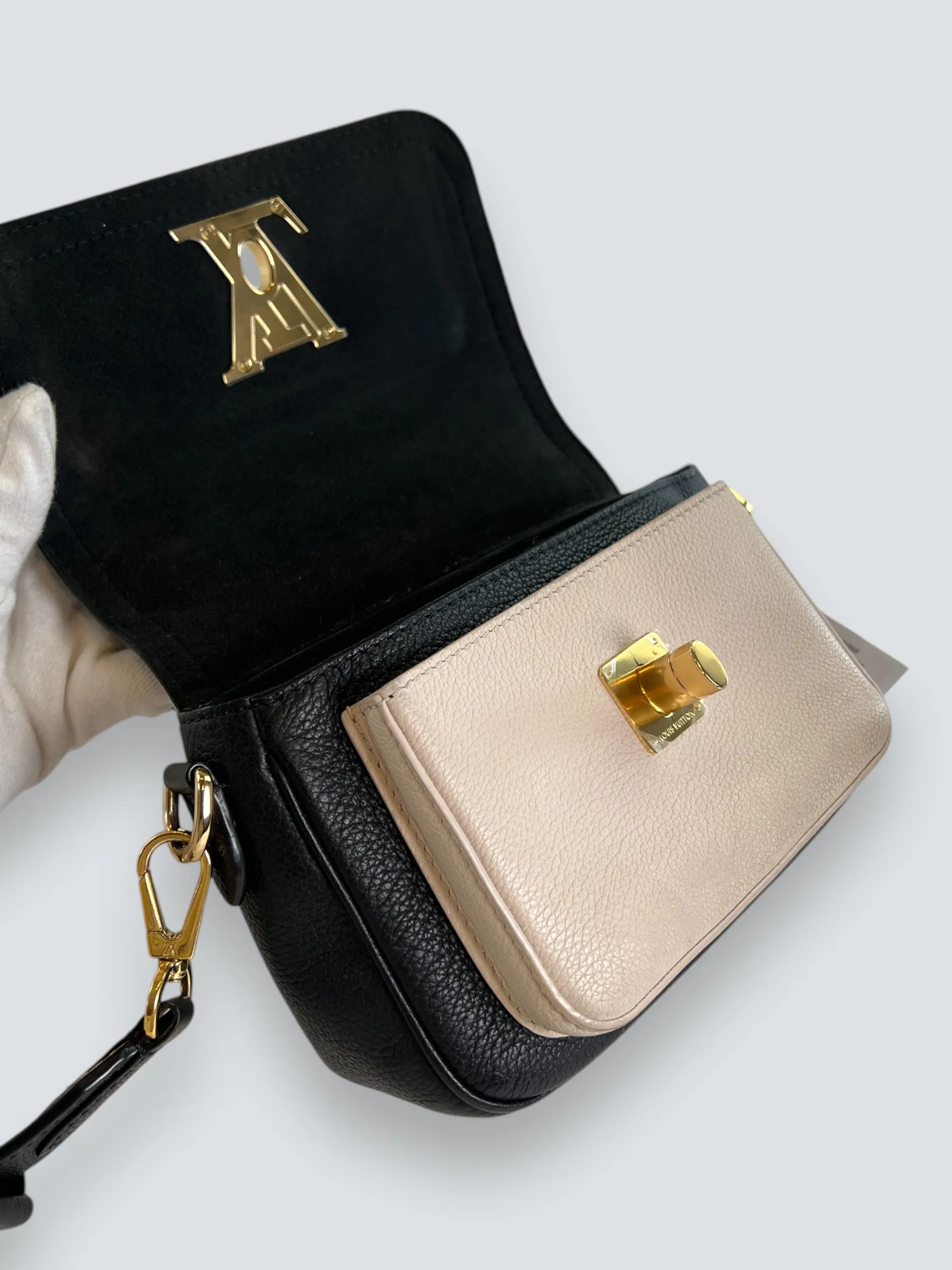 Louis Vuitton Black & Cream Empriente Leather Lockme Tender Crossbody