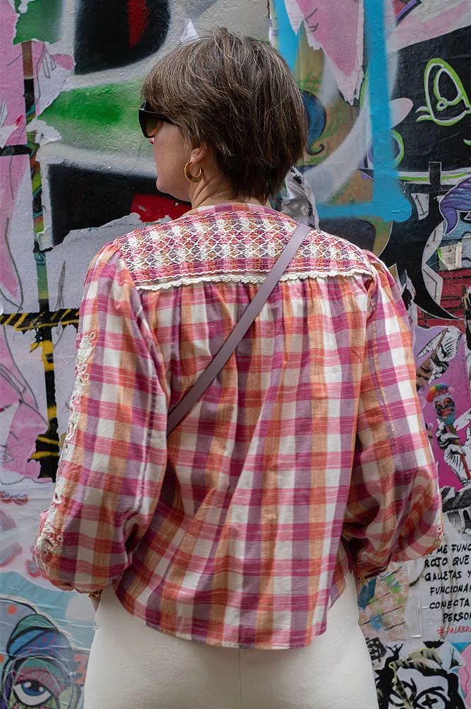 Louise Misha Jeanne Cream Sunset Check Shirt