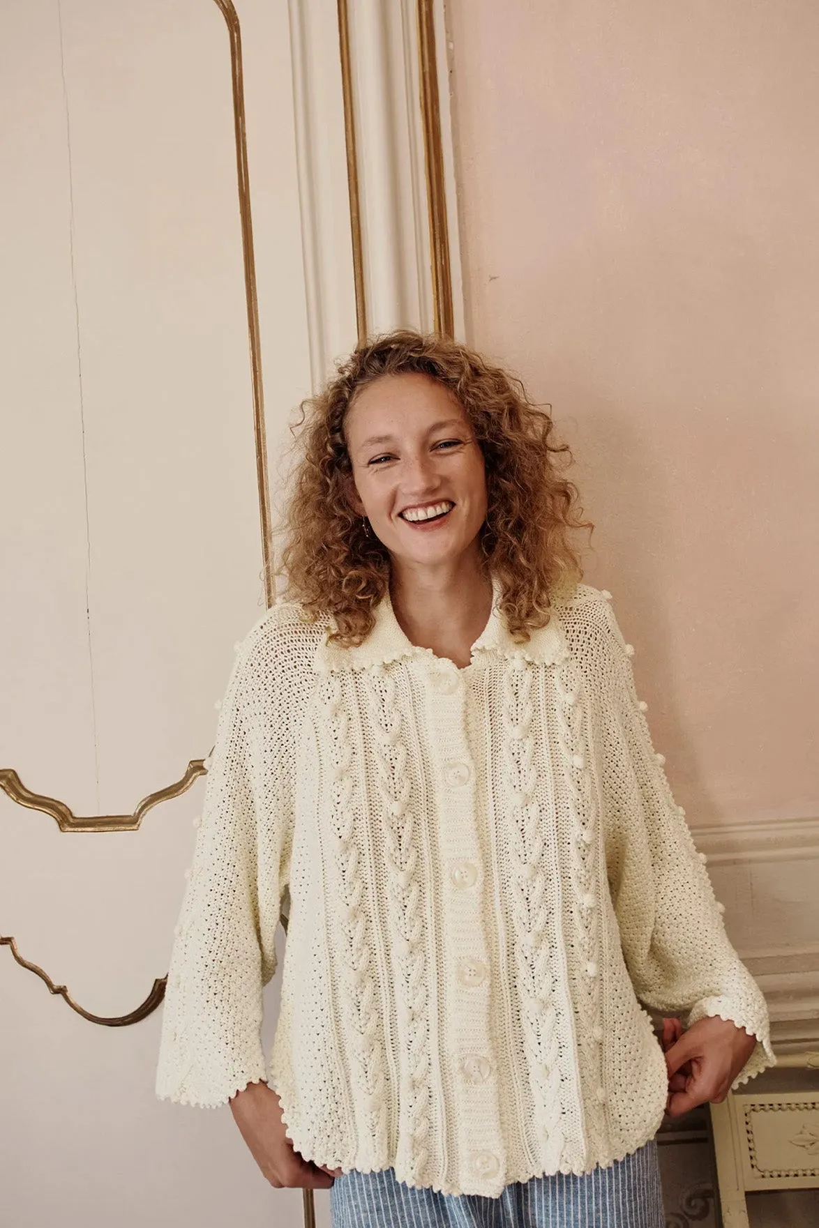 Louise Misha Khellane Cream Cardigan