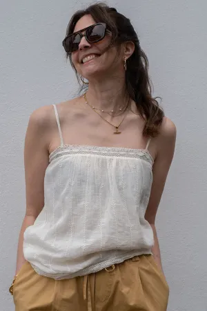 M.A.B.E Dacy Embroidered Cream Cami