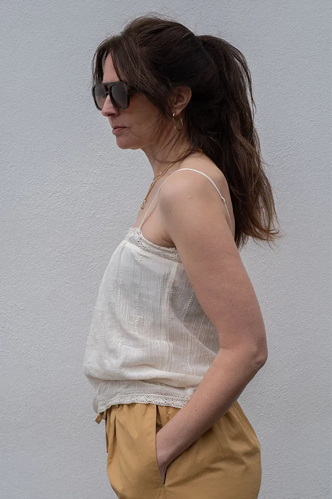 M.A.B.E Dacy Embroidered Cream Cami