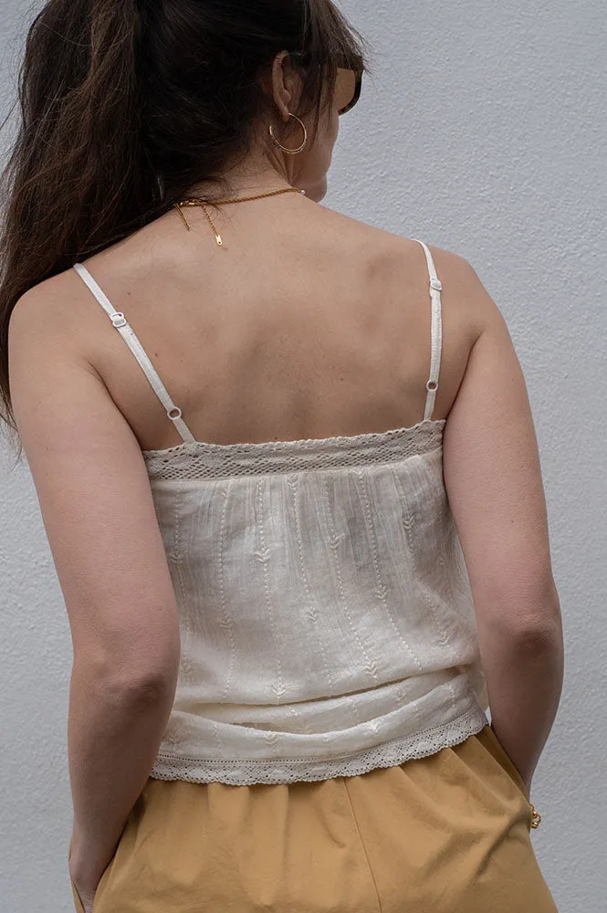 M.A.B.E Dacy Embroidered Cream Cami