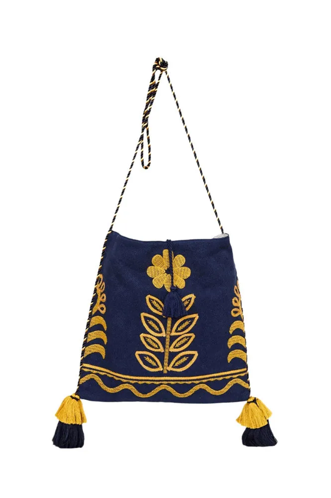 M.A.B.E Reni Embroidered Navy Bag
