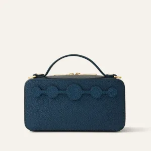 Marie Handbag | Metallic Navy with Gold hardware