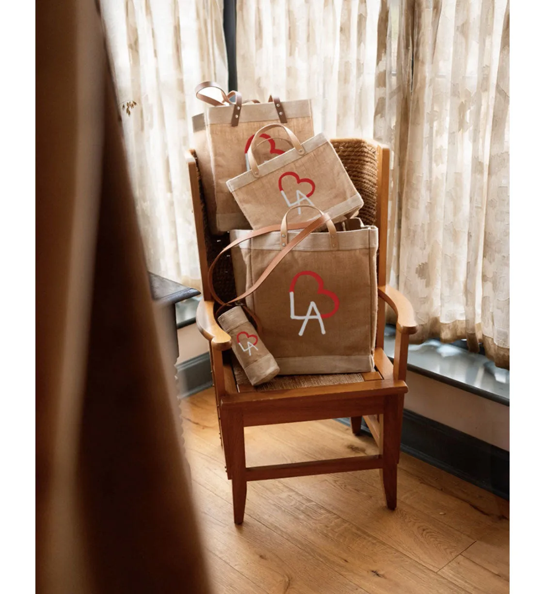 Market Bag in Natural LA Black Print by Geoff McFetridge
