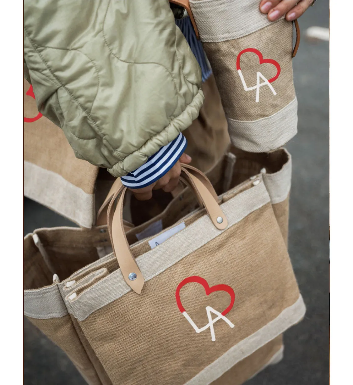 Market Bag in Natural LA Black Print by Geoff McFetridge