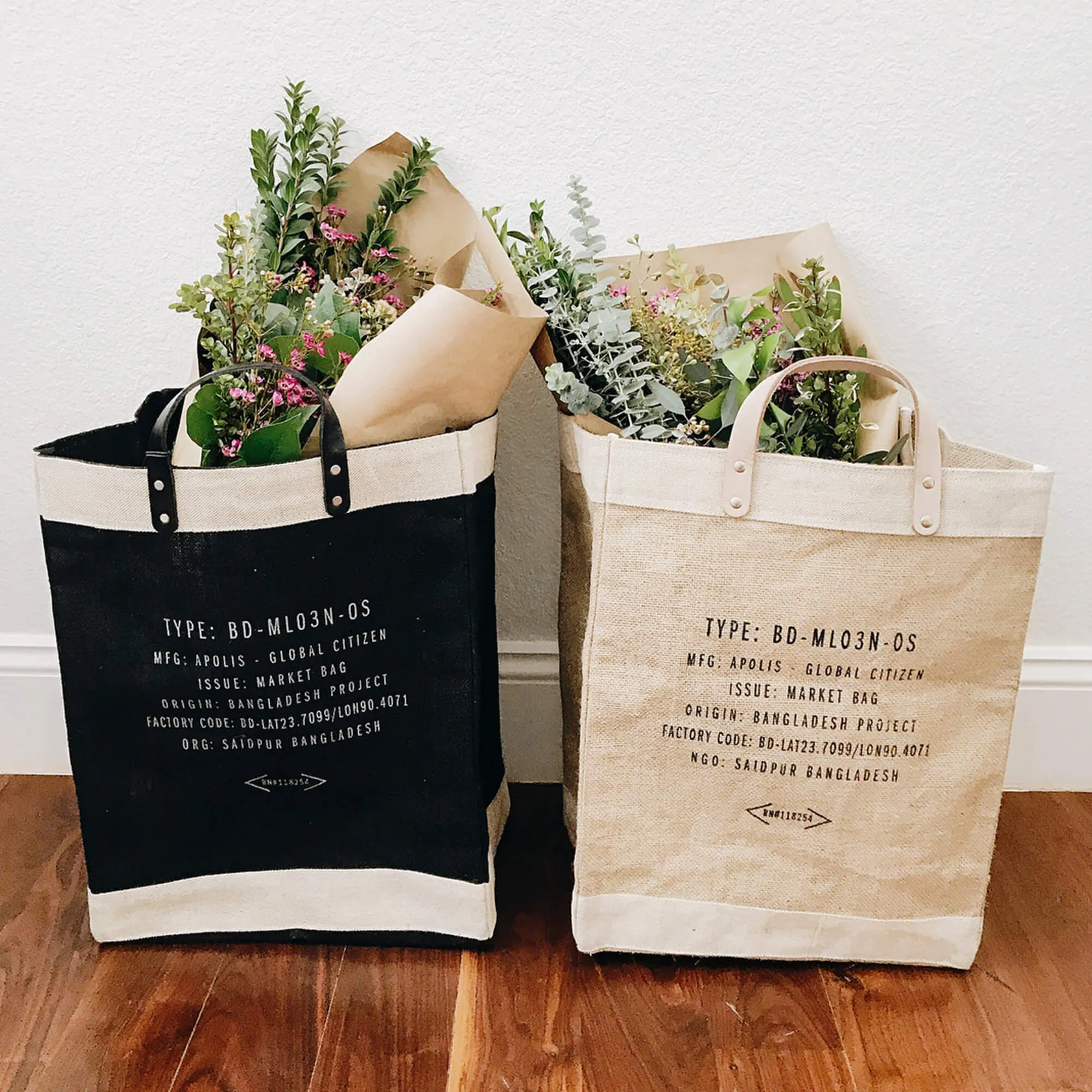 Market Bag in Natural Peony by Amy Logsdon