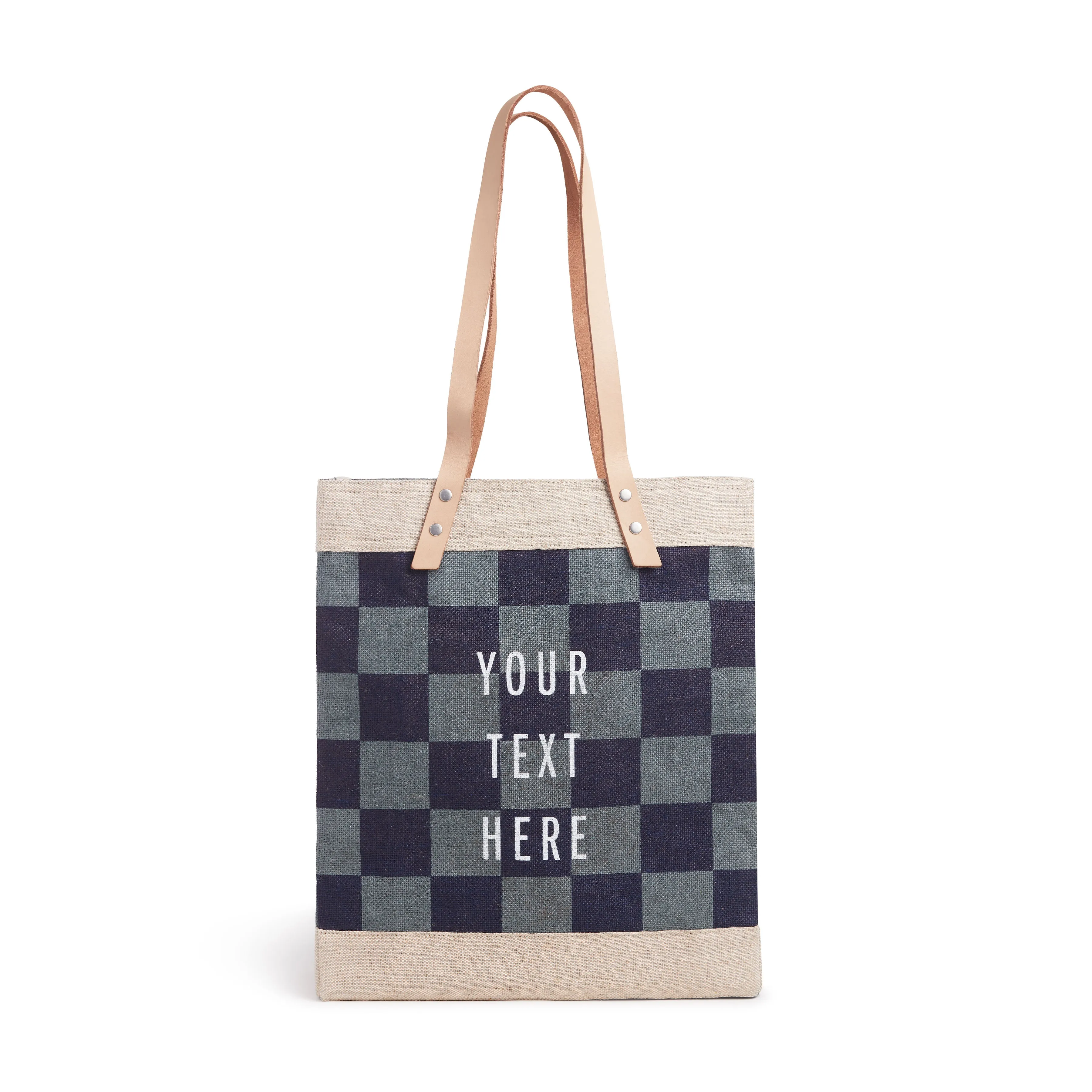 Market Tote in Navy Checker