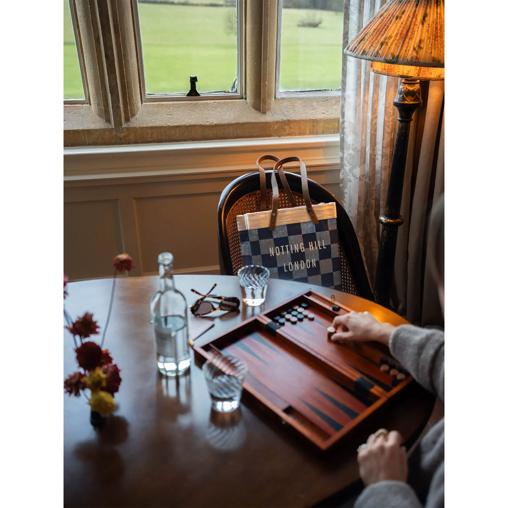 Market Tote in Navy Checker