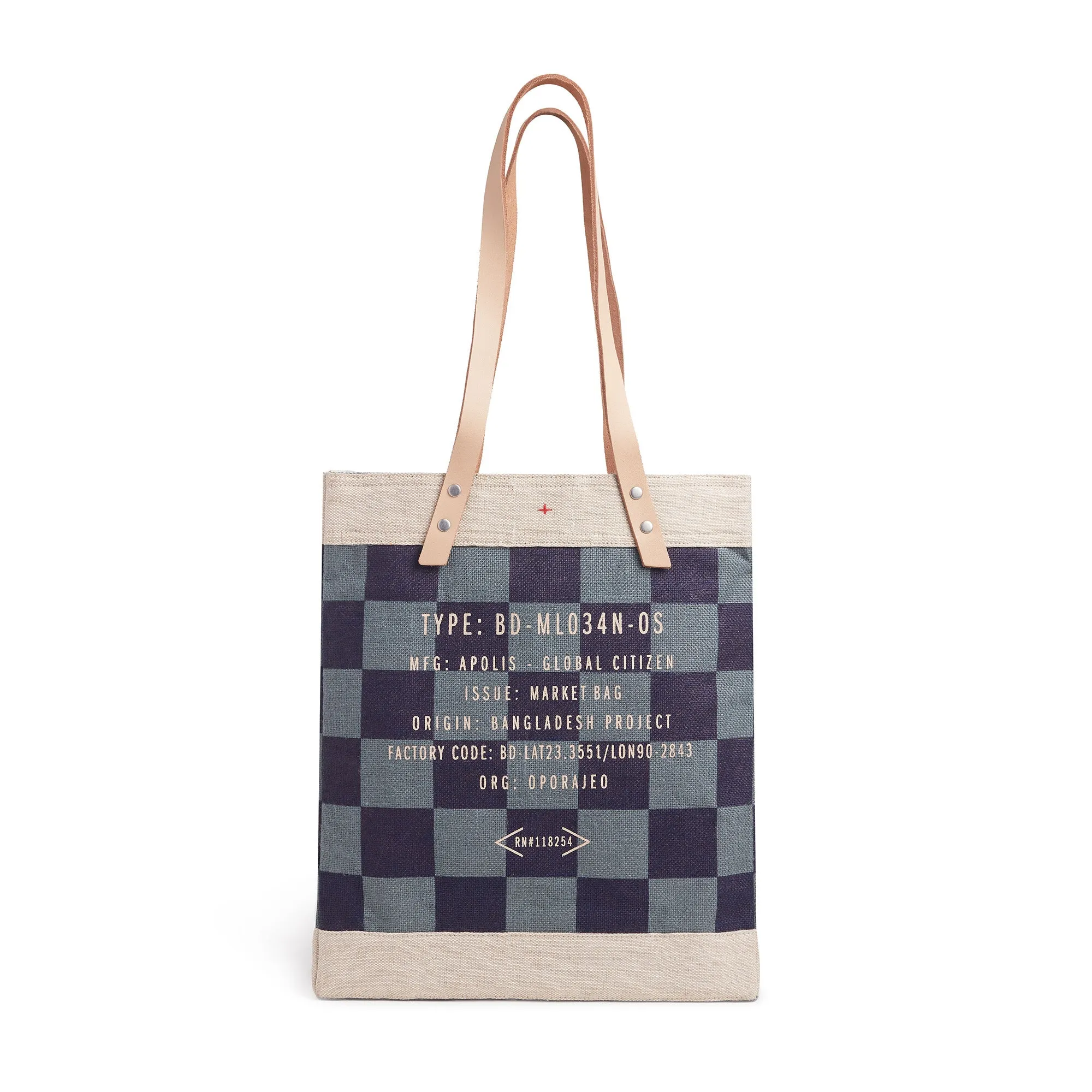 Market Tote in Navy Checker
