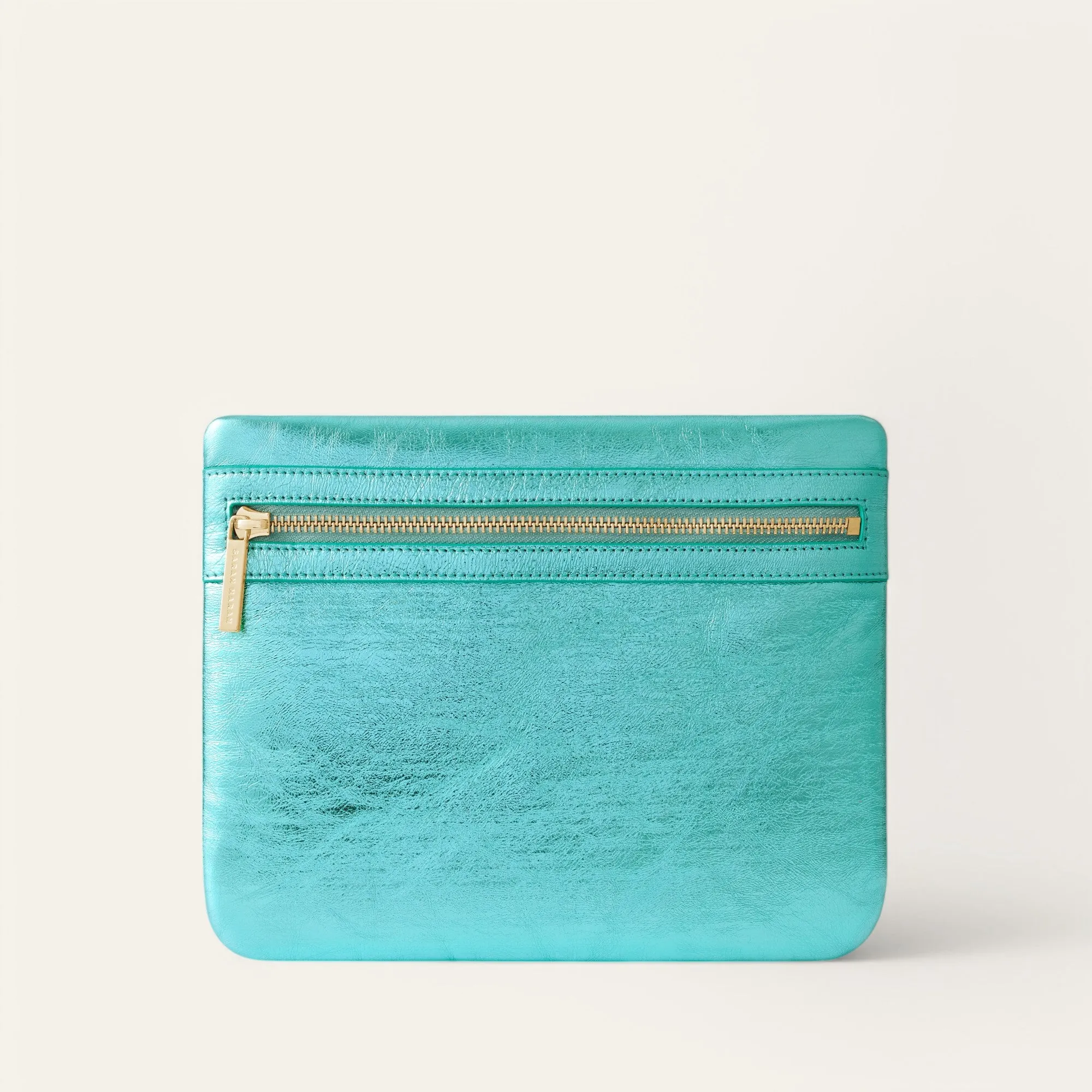 Mia Pouch | Metallic Turquoise with Gold hardware