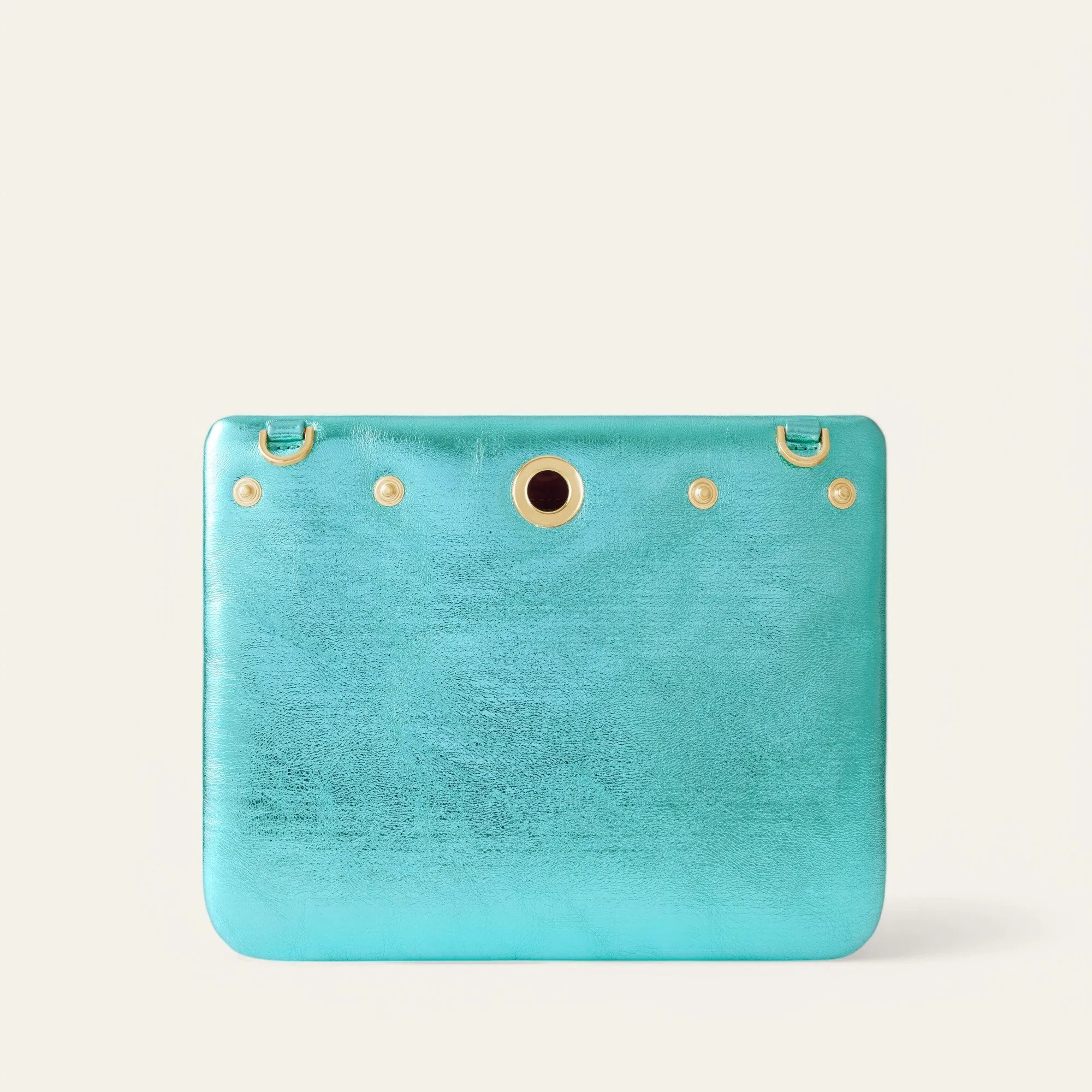 Mia Pouch | Metallic Turquoise with Gold hardware