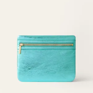 Mia Pouch | Metallic Turquoise with Gold hardware