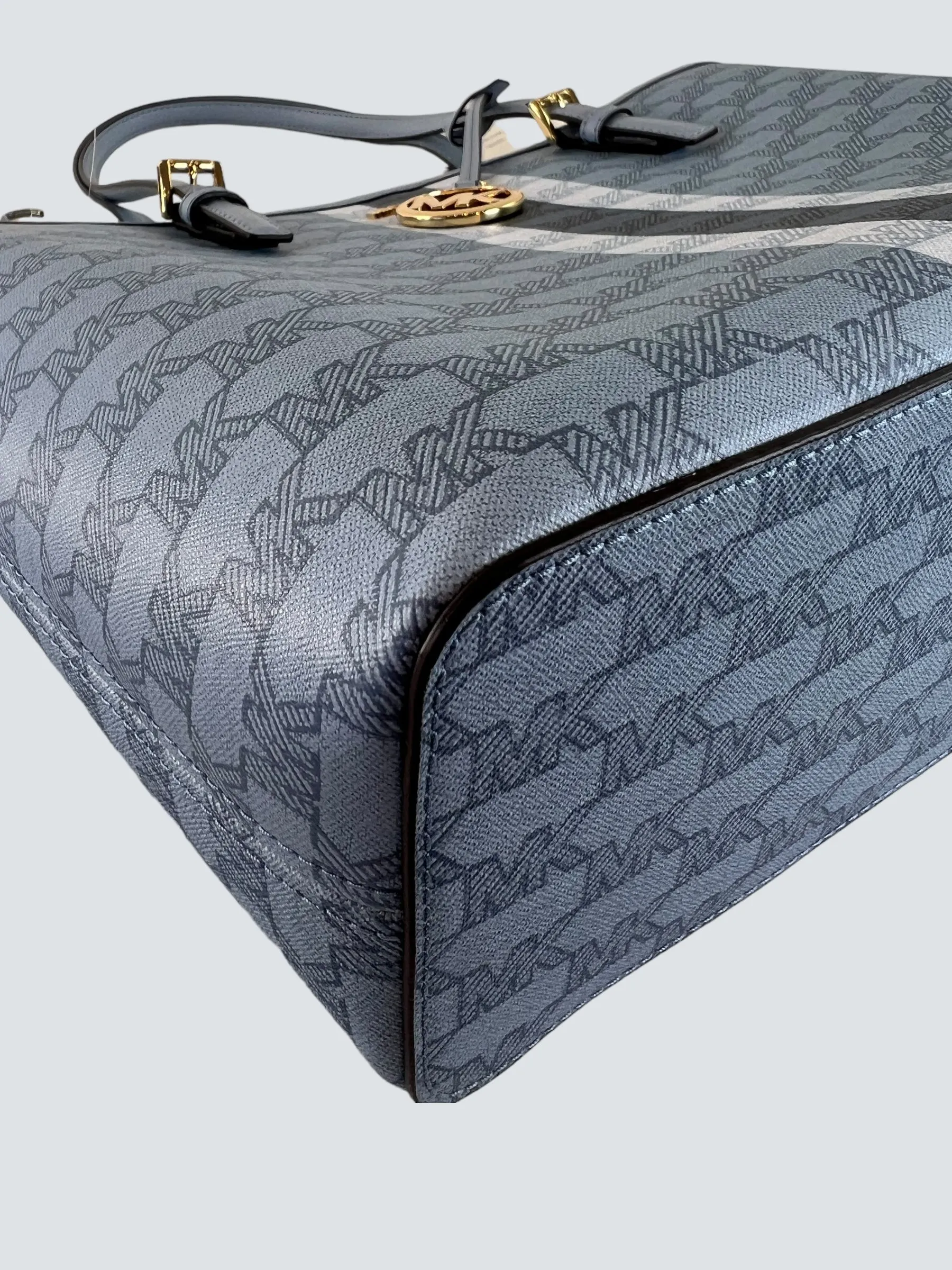 Michael Kors Blue Monogram Canvas Jet Set Tote