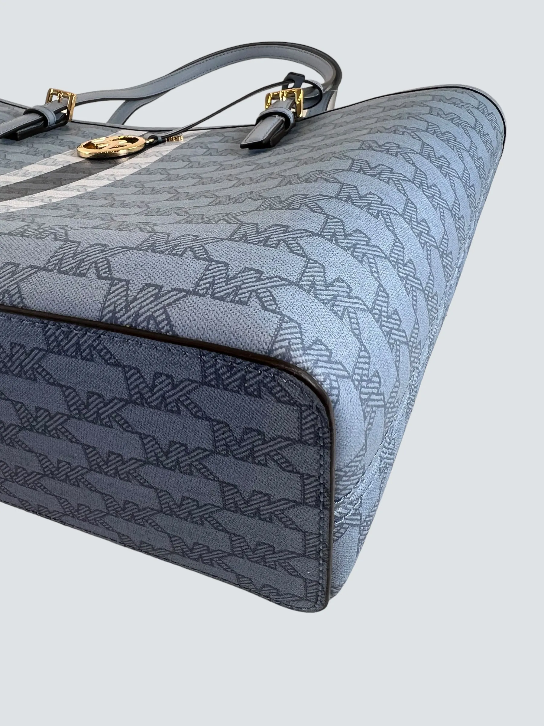 Michael Kors Blue Monogram Canvas Jet Set Tote