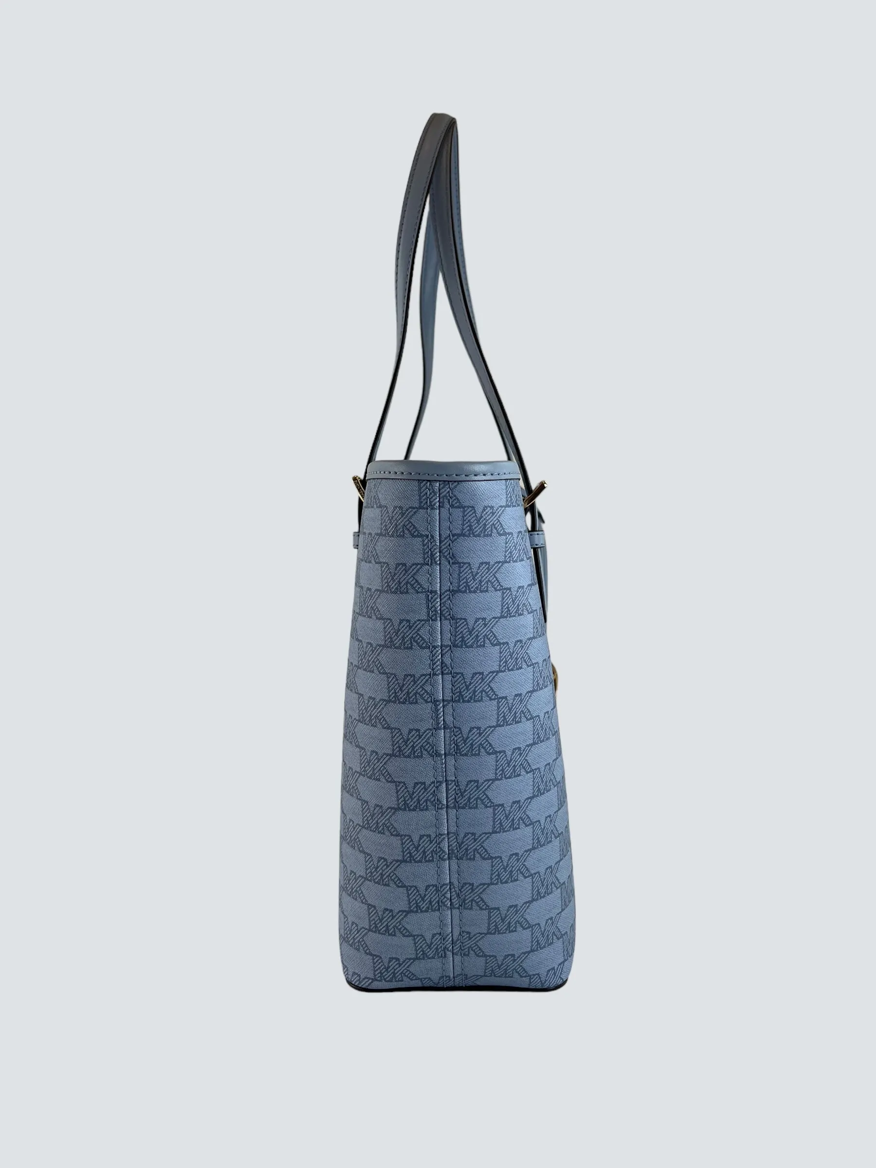 Michael Kors Blue Monogram Canvas Jet Set Tote