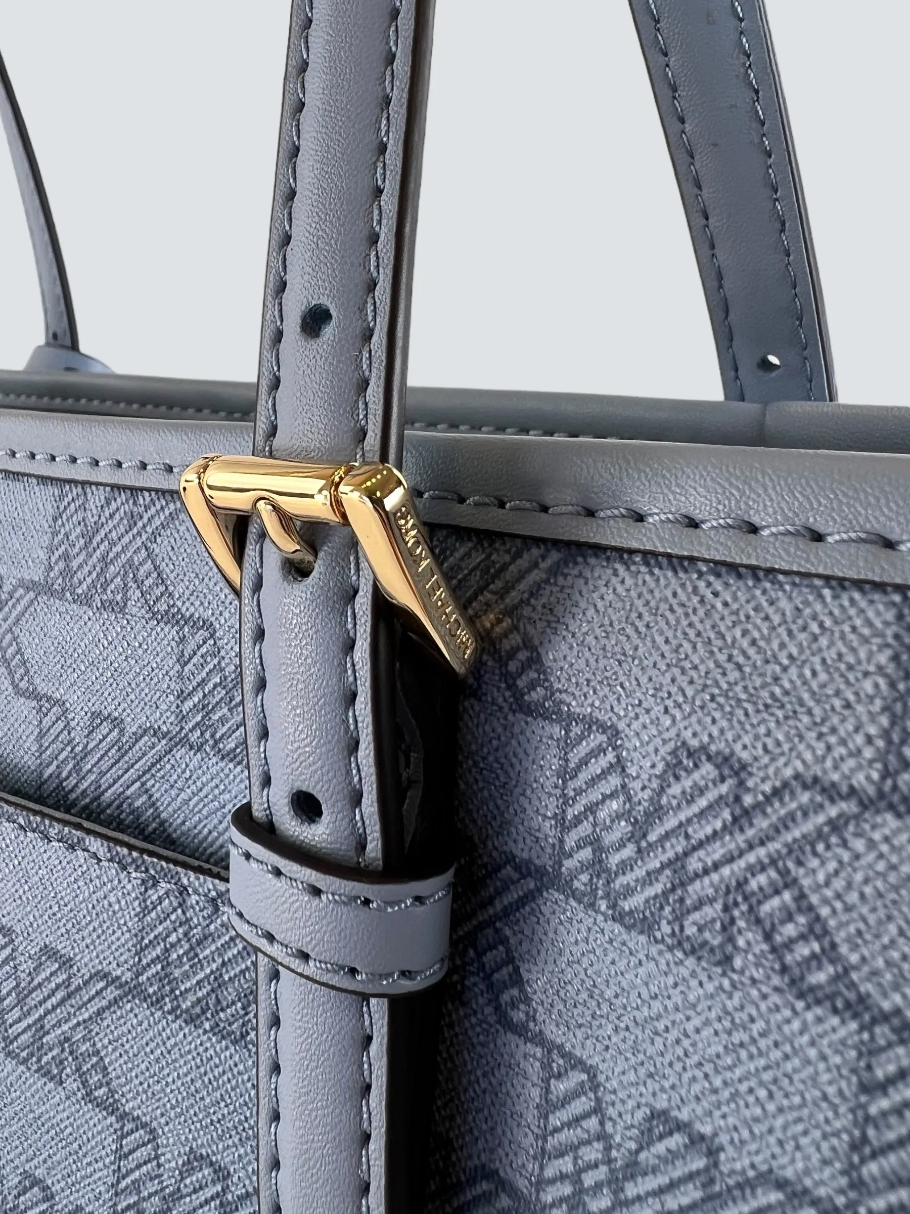 Michael Kors Blue Monogram Canvas Jet Set Tote
