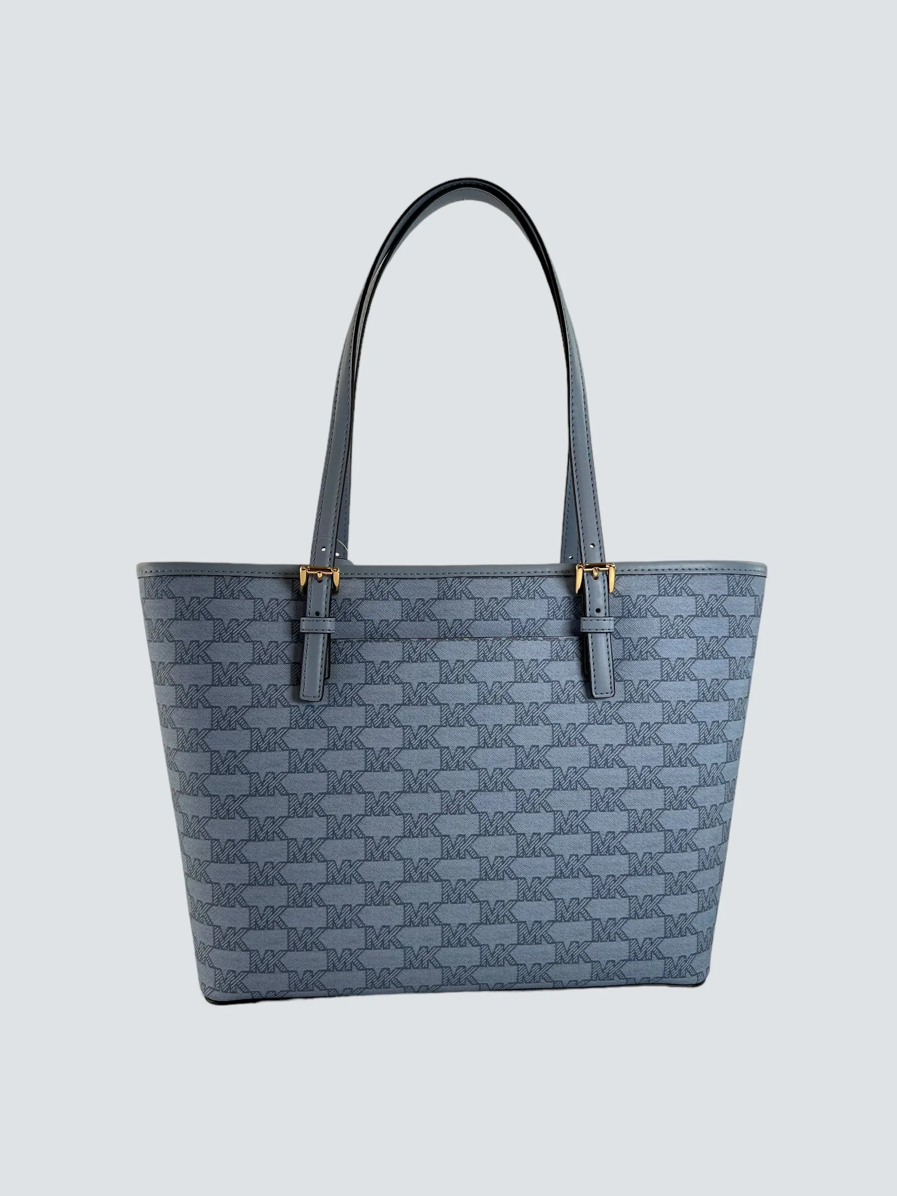 Michael Kors Blue Monogram Canvas Jet Set Tote