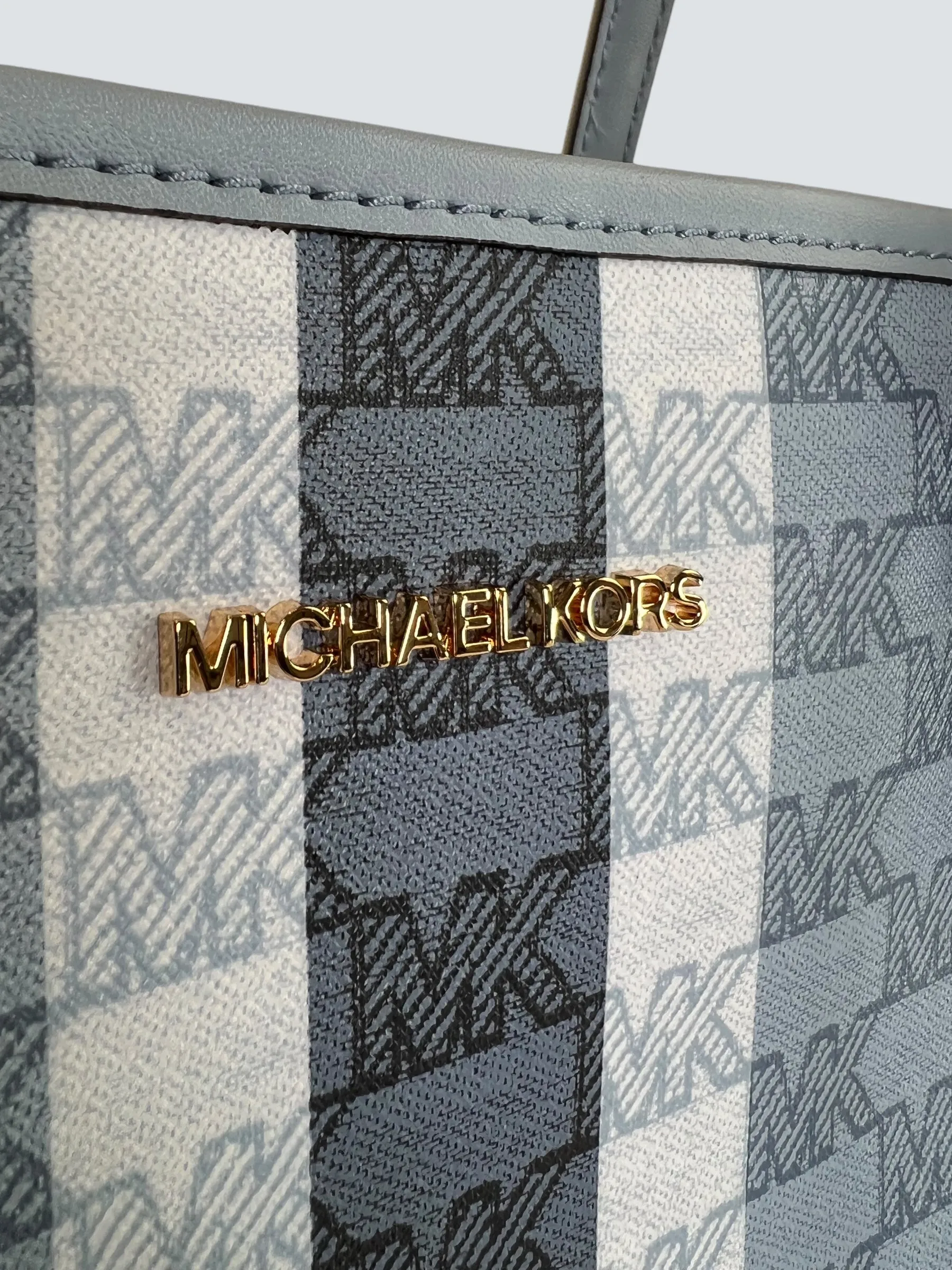 Michael Kors Blue Monogram Canvas Jet Set Tote