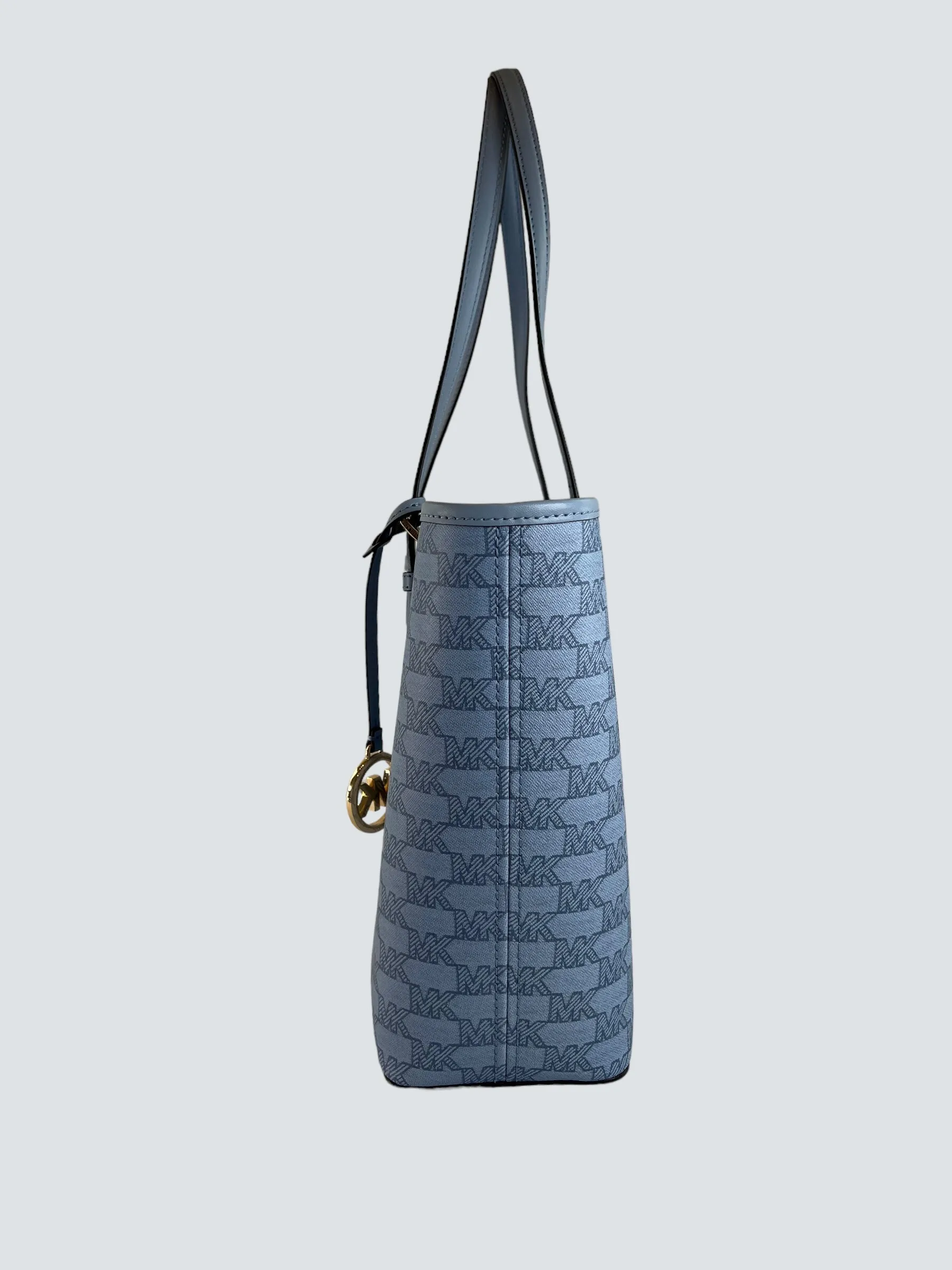 Michael Kors Blue Monogram Canvas Jet Set Tote