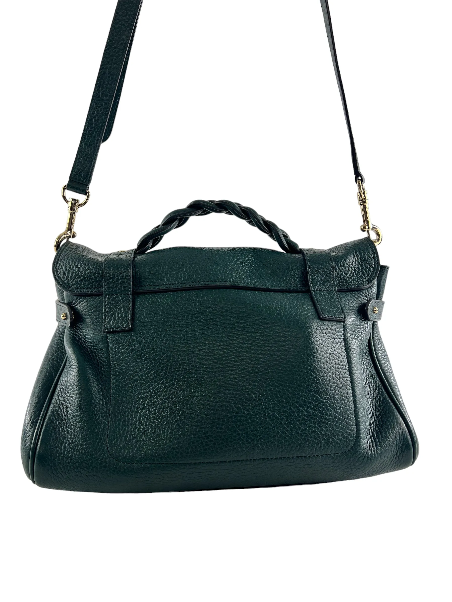Mulberry Emerald Green Grained Leather Alexa Satchel