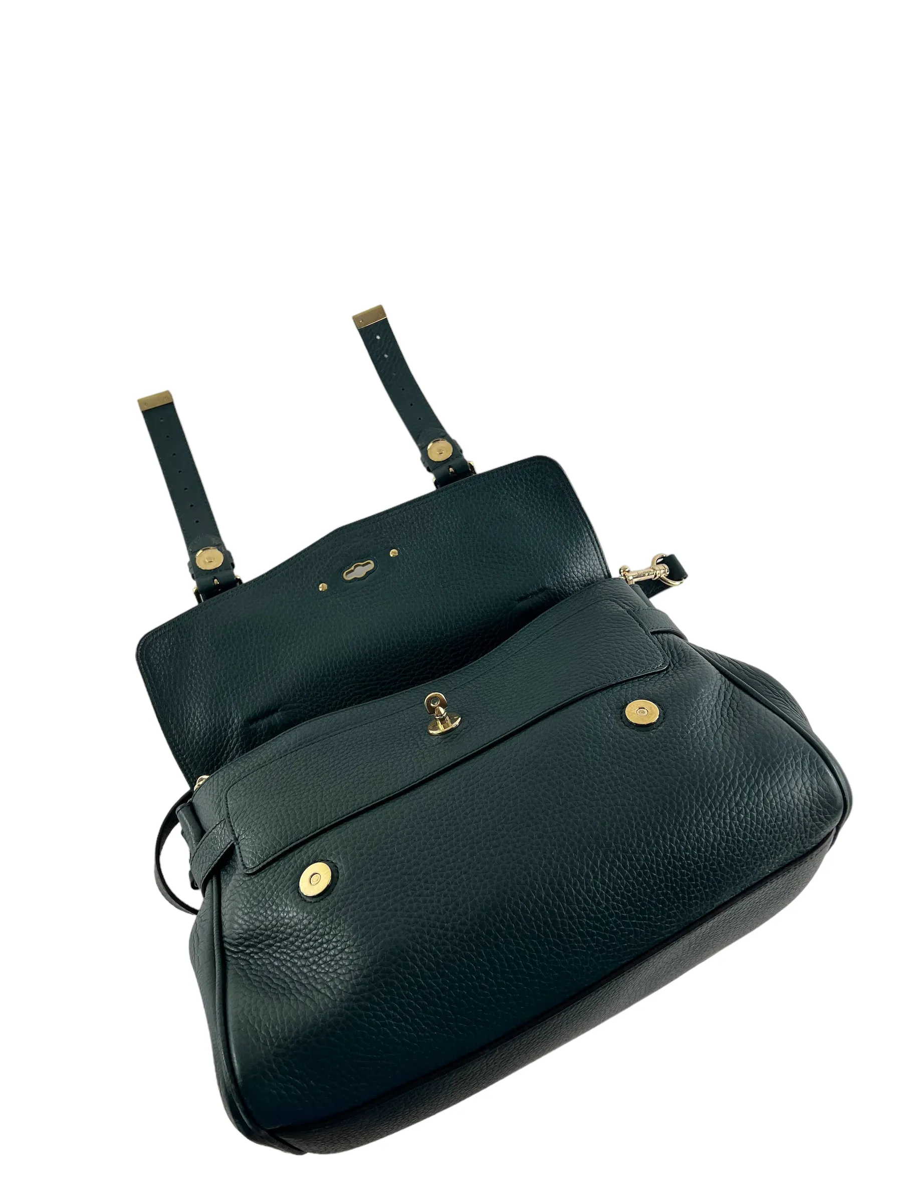 Mulberry Emerald Green Grained Leather Alexa Satchel