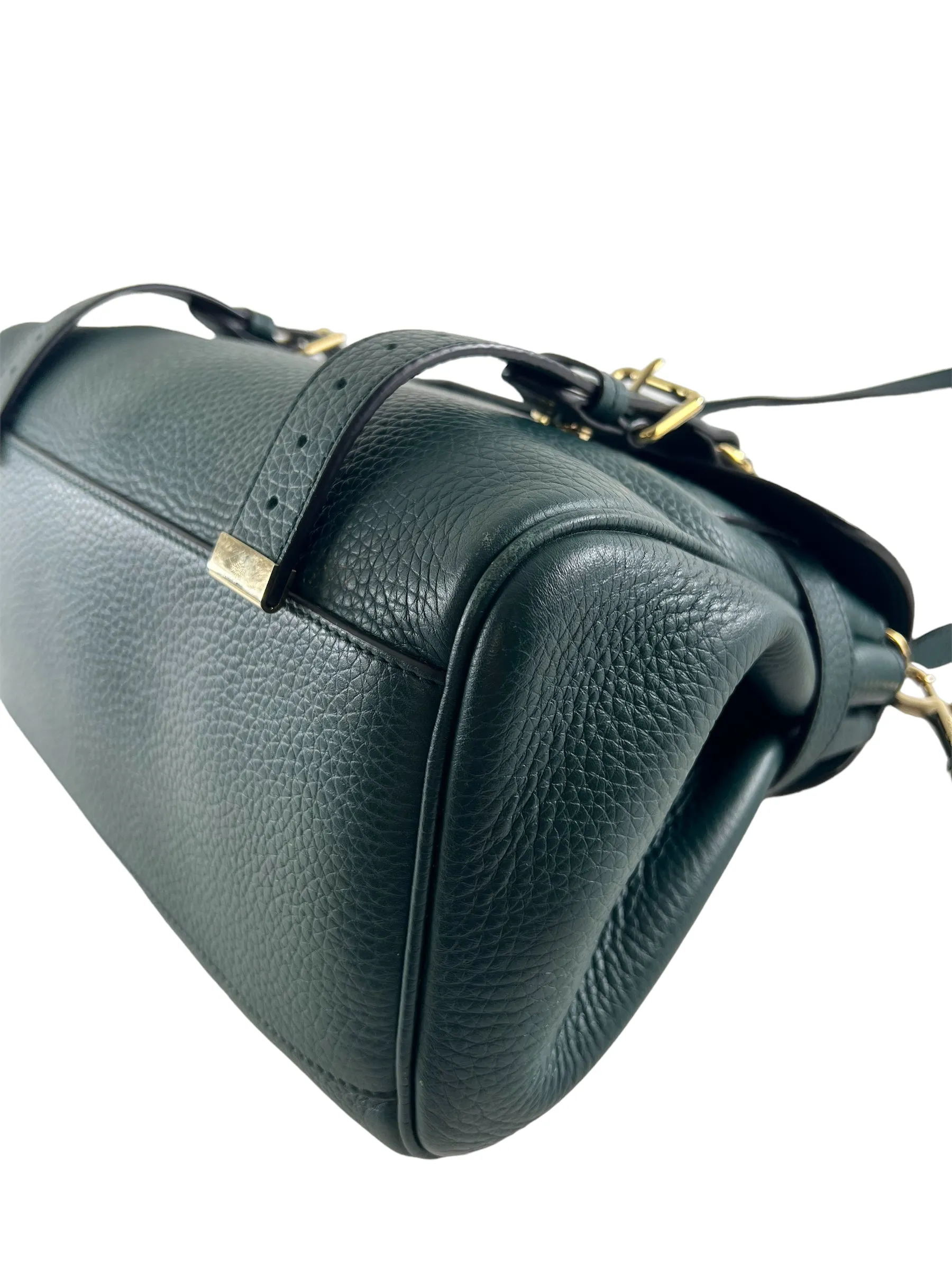 Mulberry Emerald Green Grained Leather Alexa Satchel