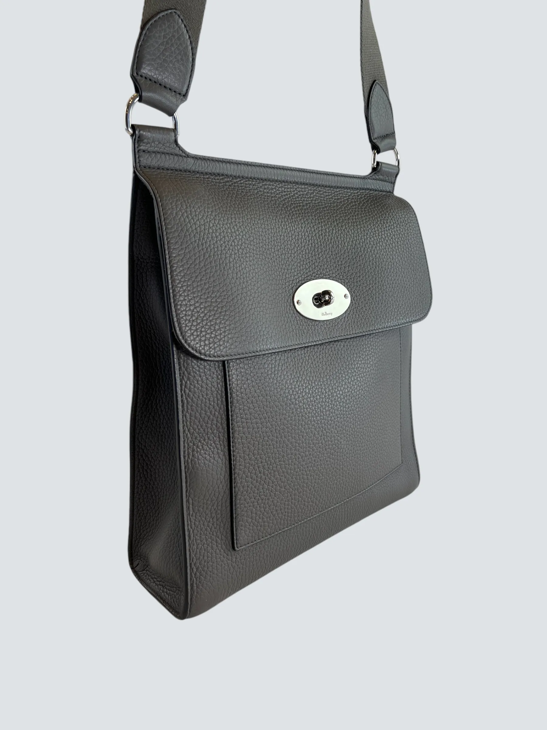 Mulberry Light Grey Leather Antony Satchel