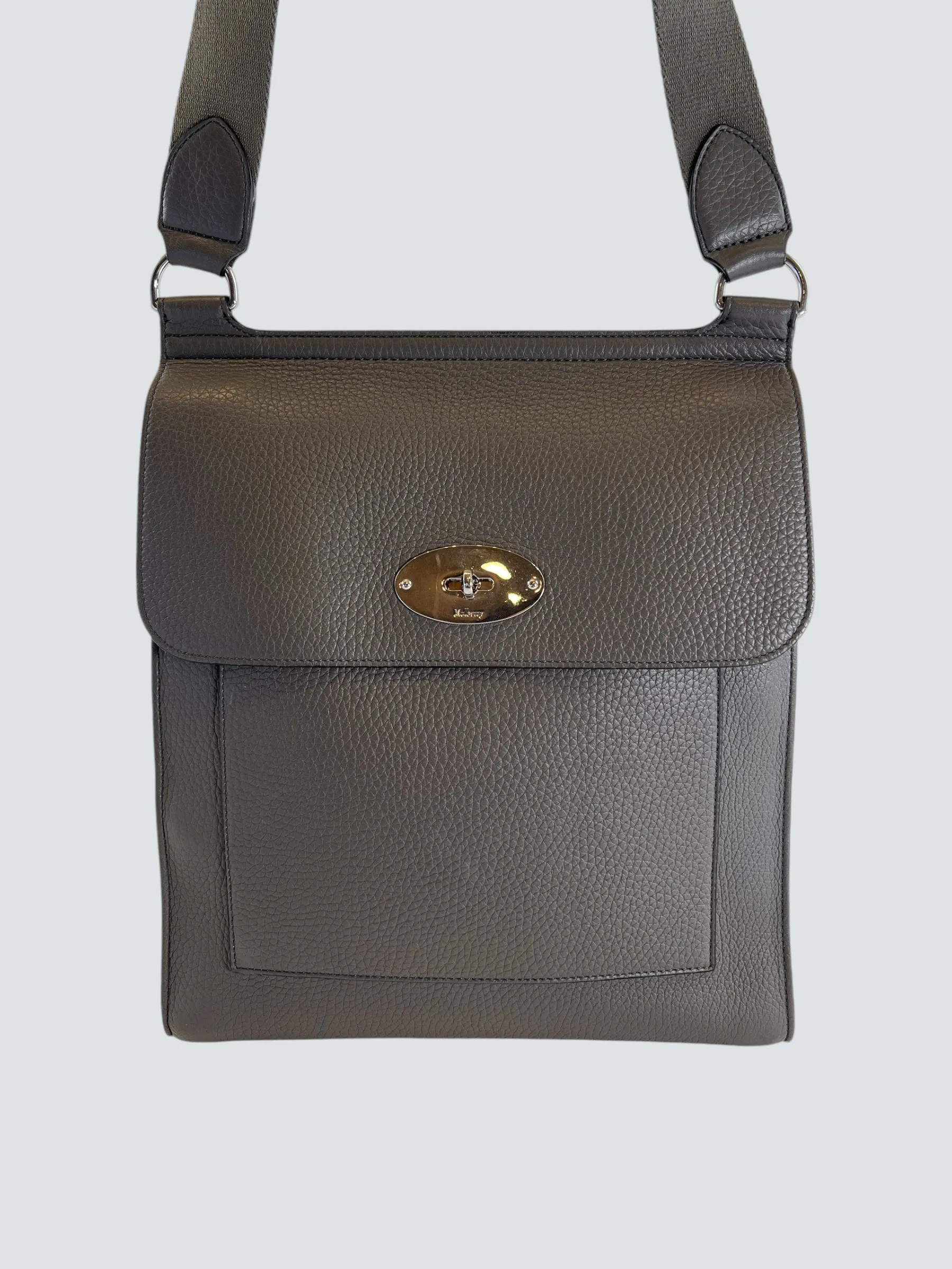 Mulberry Light Grey Leather Antony Satchel