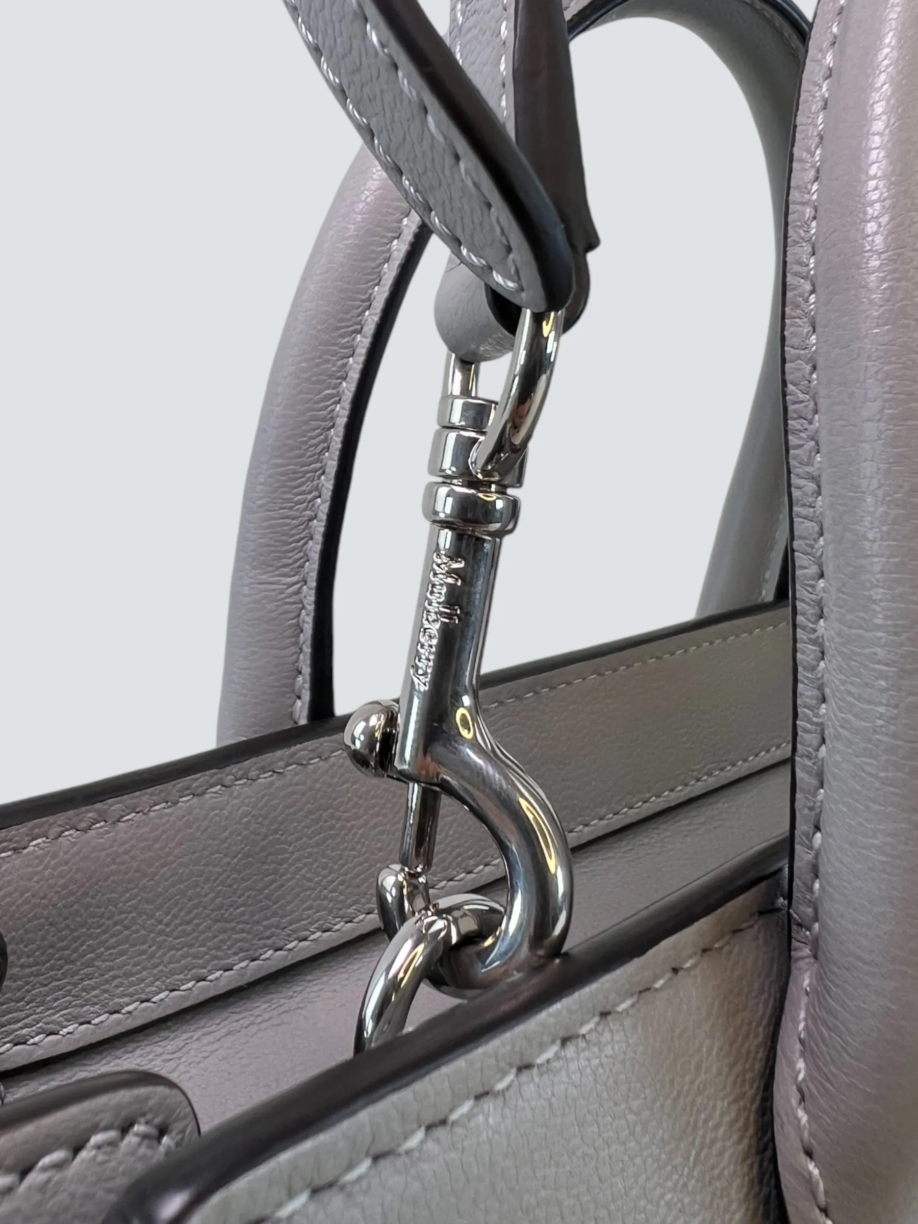 Mulberry Pale Grey Leather Mini Zipped Bayswater