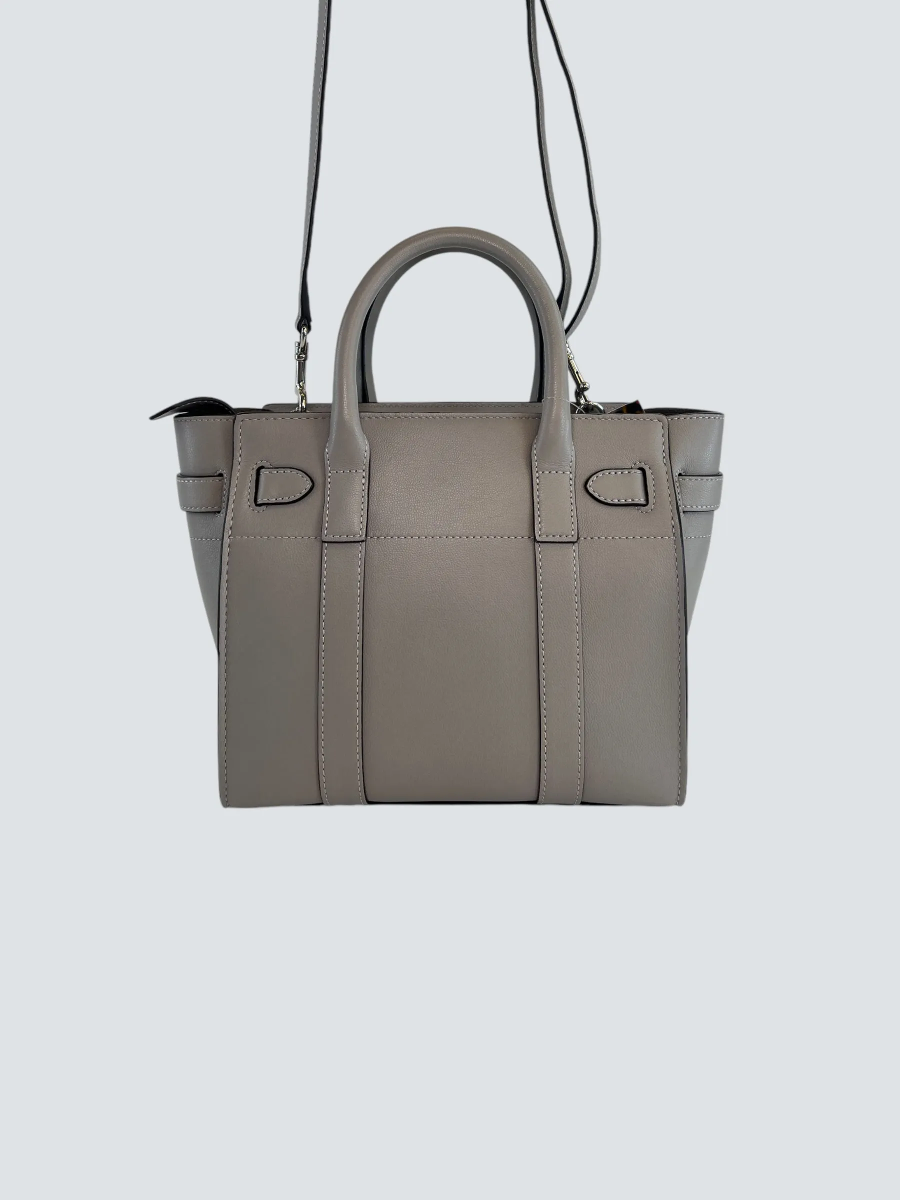 Mulberry Pale Grey Leather Mini Zipped Bayswater