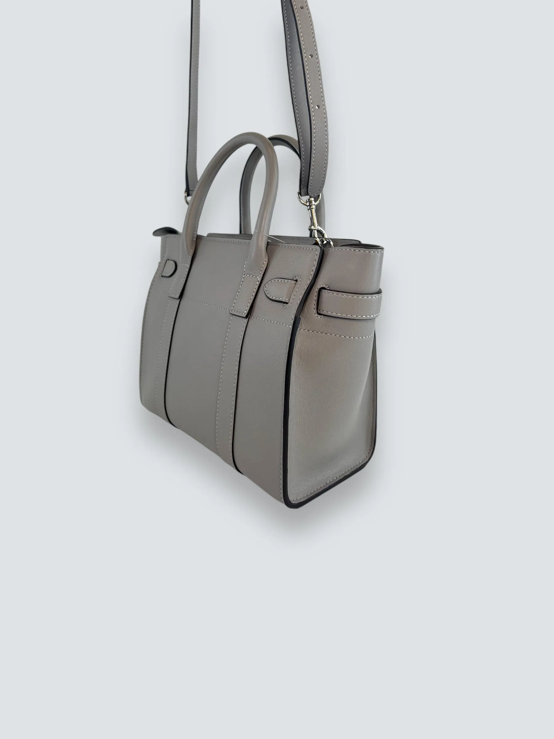 Mulberry Pale Grey Leather Mini Zipped Bayswater